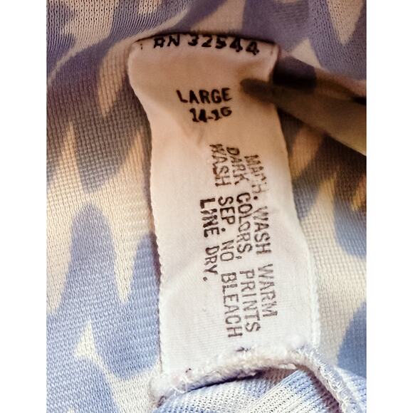 Vintage Vera for Formfit Rogers Caftan L Blue White 70s Robe Coverup Coastal - Picture 7 of 8